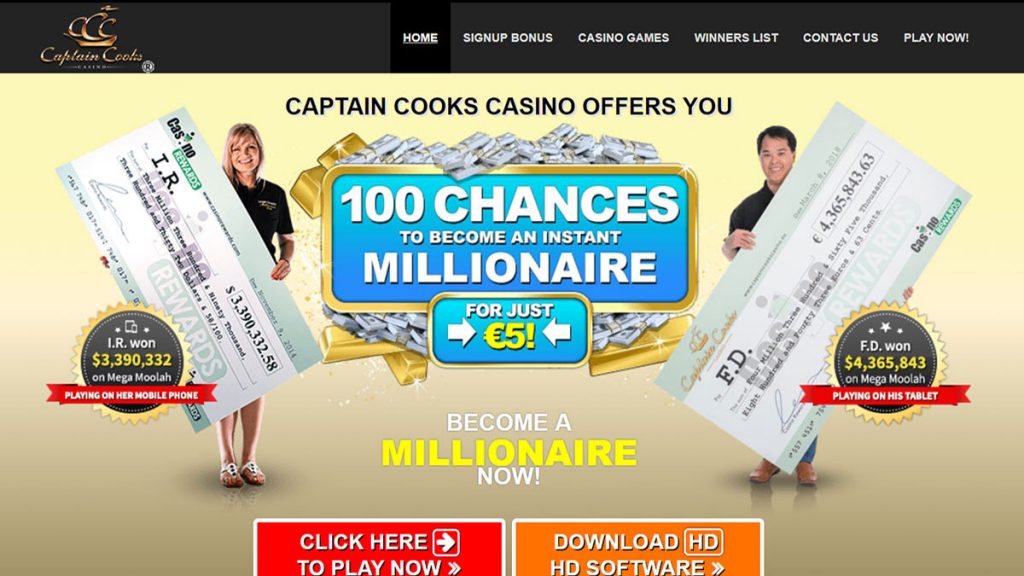 Captain Cooks Casino win