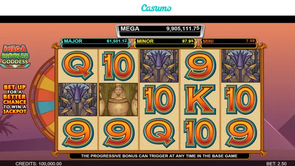 Mega Moolah Goddess at Casumo Casino 