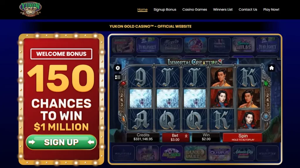 Yukoin Gold Casino Mega Moolah Immortal Creatures