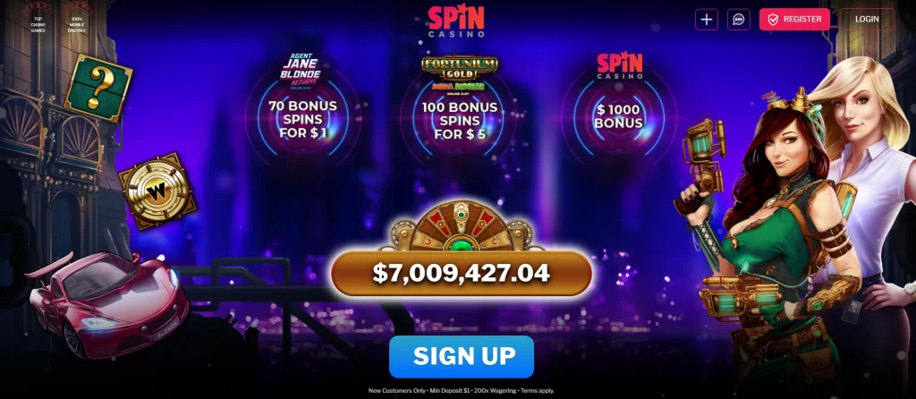 Spin Casino bonus $1